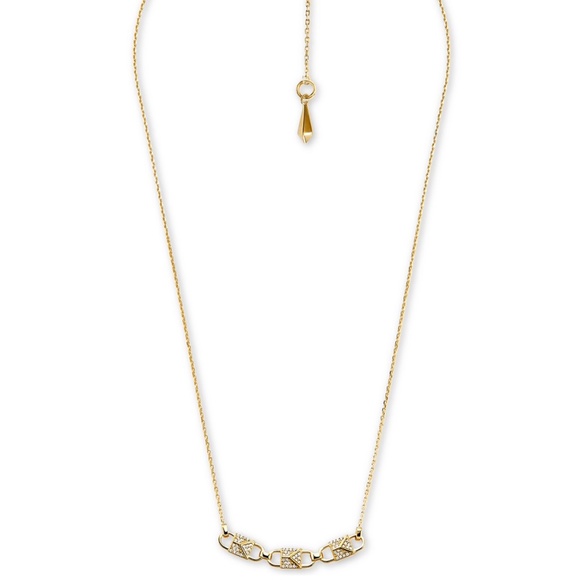 NWT~MICHALE KORS~Gold-Tone Pavé Link Necklace - Picture 5 of 8